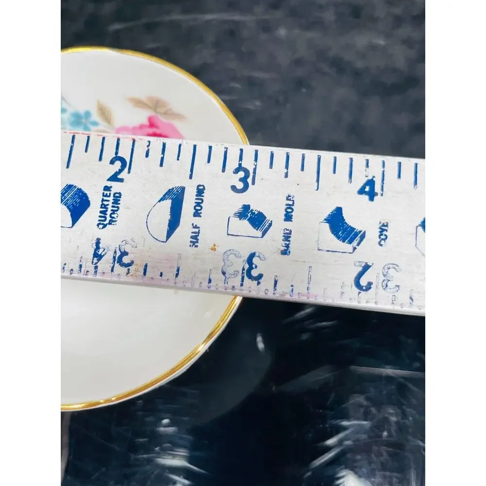 Aynsley England Bone China White Floral Footed Mini Bowl Gold Rim 3